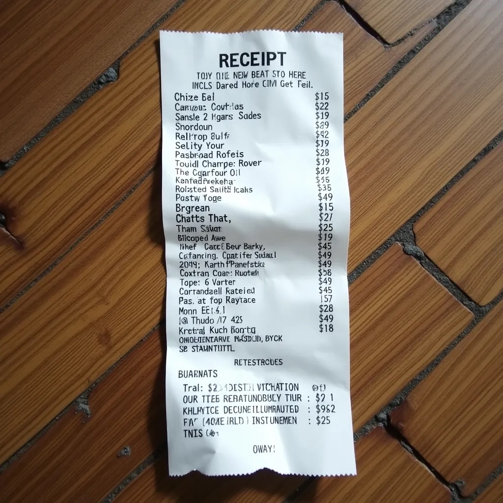 Photo of a receipt
